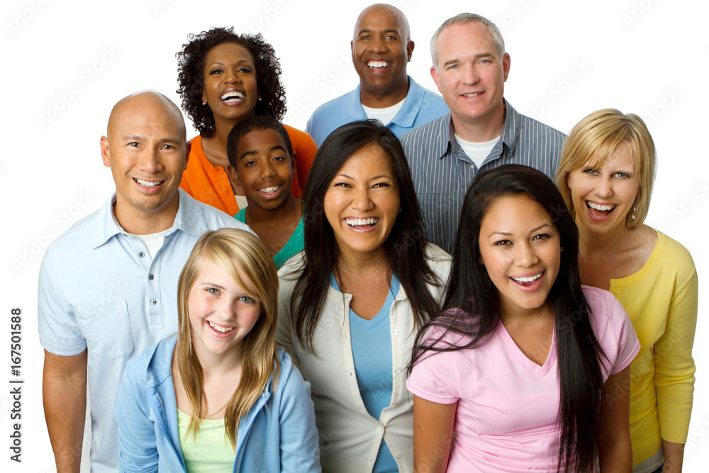 Multicultural group of people isolated on white. Multicultural group of people isolated on white.