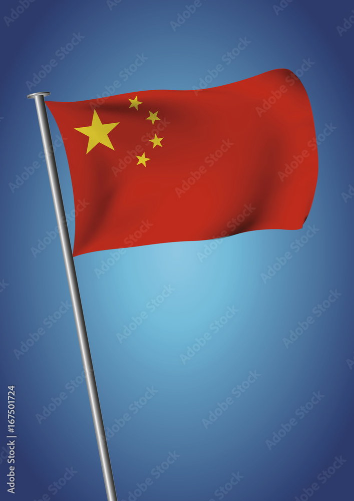 People republic of china flag waving on the sky vector People republic of china flag waving on the sky vector