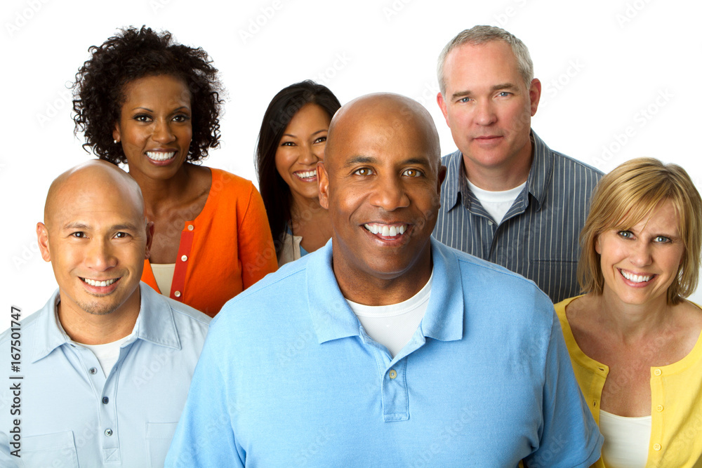Multicultural group of people isolated on white. Multicultural group of people isolated on white.