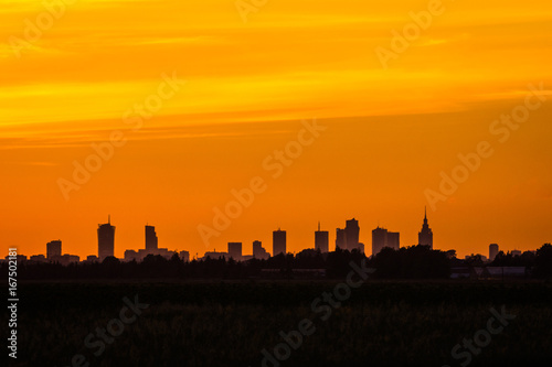 Sunset over the Warsaw, Poland