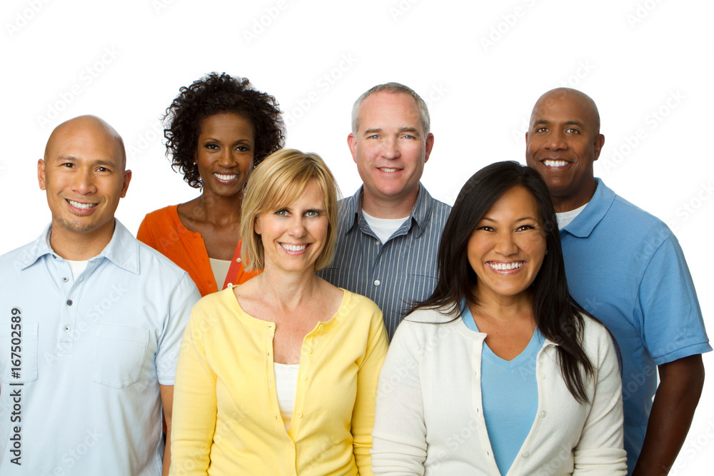 Multicultural group of people isolated on white. Multicultural group of people isolated on white.