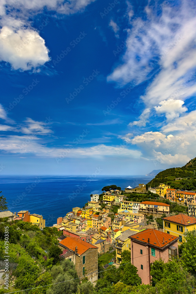 Fototapeta premium Italy. Cinque Terre (UNESCO World Heritage Site since 1997). Riomaggiore town (Liguria region)