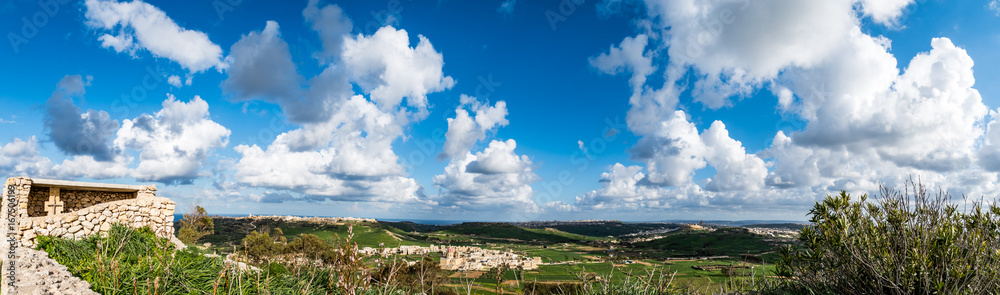 Gozo, as seen from the top of the Way of the Cross Hill