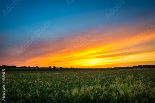 Sunset over the field  Poland