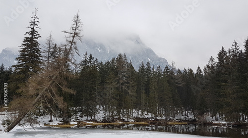Alpine lake in winter