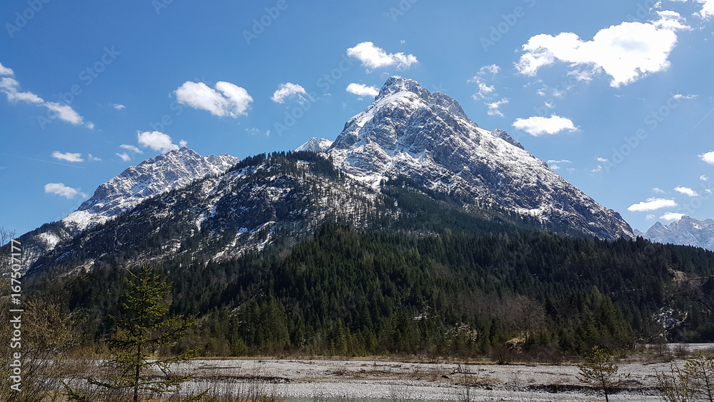 Riverbed and mountains in Tyrol, Austria Riverbed and mountains in Tyrol, Austria
