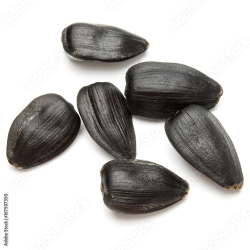 Sunflower seeds isolated on white background close up