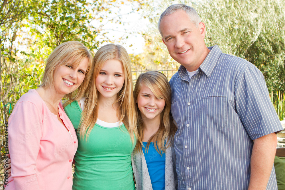 Happy family smiling.