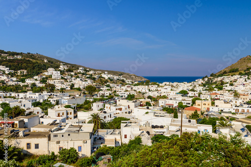 The picturesque Greek Islands. View of Skala village, the capital of Patmos island, Dodecanese, Greece © r_andrei