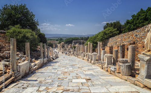 Travel in Turkey. Ancient archeological ruins of Ephesus city near Celchuk