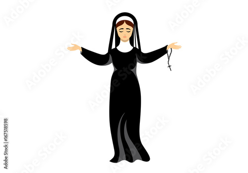 Nun vector illustration. Nun Icon isolated on white background