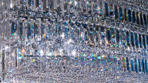 Luxury Crystal Chandelier. Close up on the crystal of a contemporary decoration.