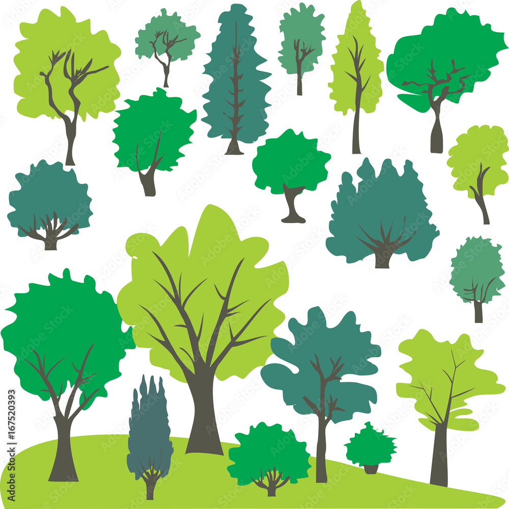 Fototapeta premium Tree and pine Clip art.