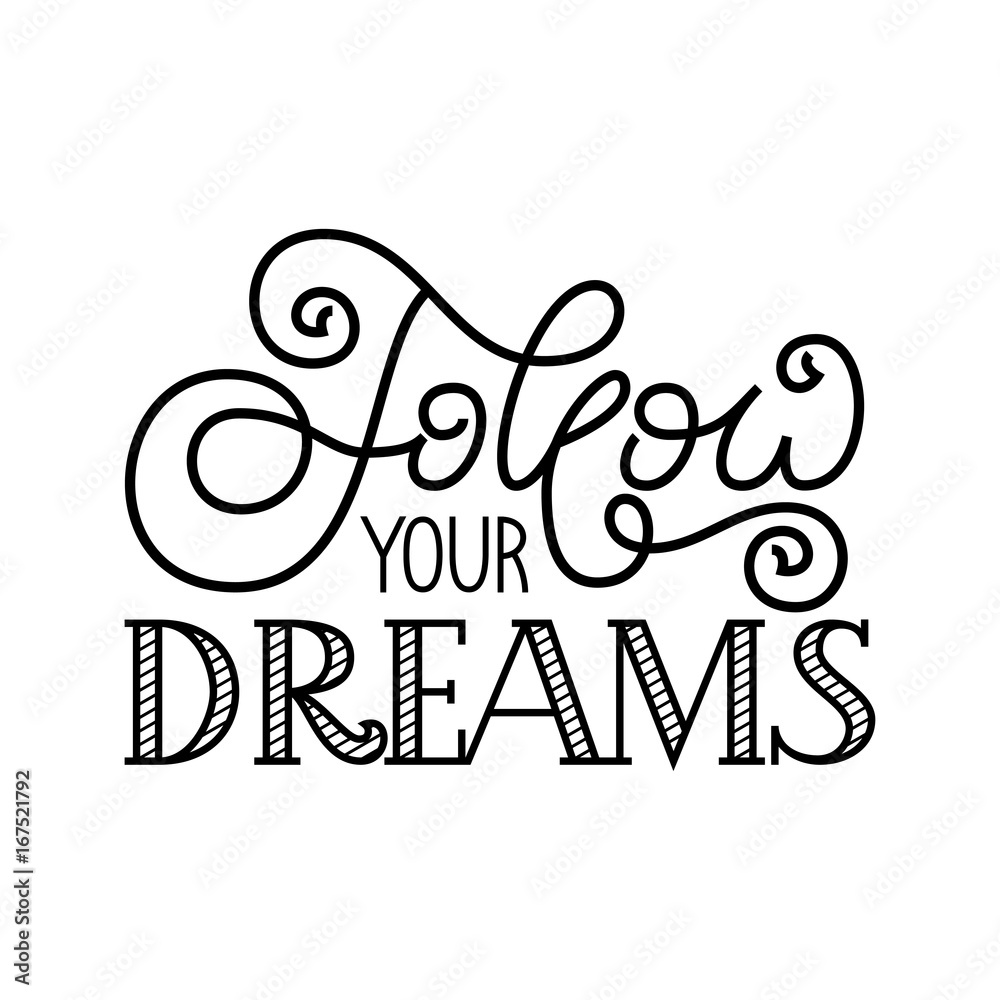 Holiday gift card with hand lettering Follow your dreams