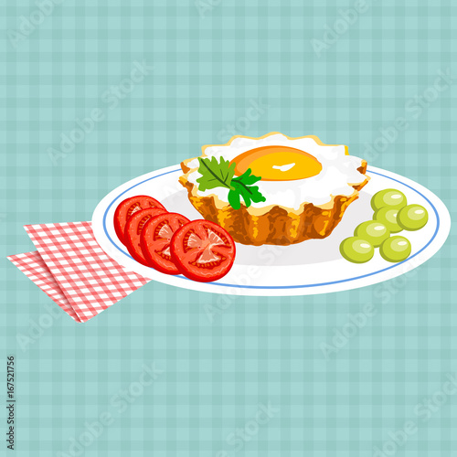 Vector colorful illustration of tasty breakfast