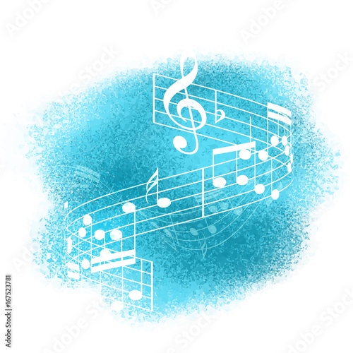 Music notes on watercolour background