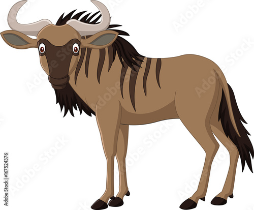 Cartoon wildebeest isolated on white background