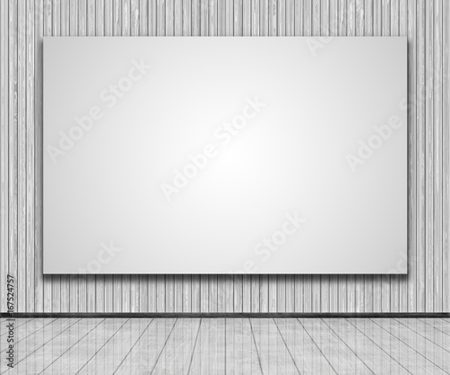 Fototapeta 3D blank canvas on a wooden wall