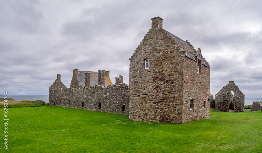 Dunnottar scottisch medieval fortress or castle. Highlands of Scotland Uk Europe.