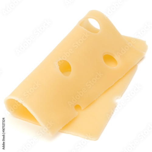  one Cheese slice isolated on white background