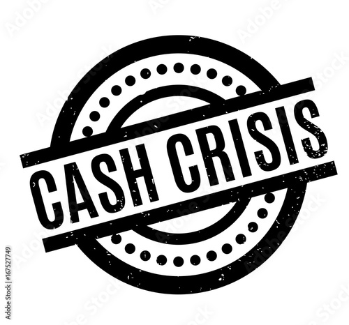 Cash Crisis rubber stamp. Grunge design with dust scratches. Effects can be easily removed for a clean, crisp look. Color is easily changed.