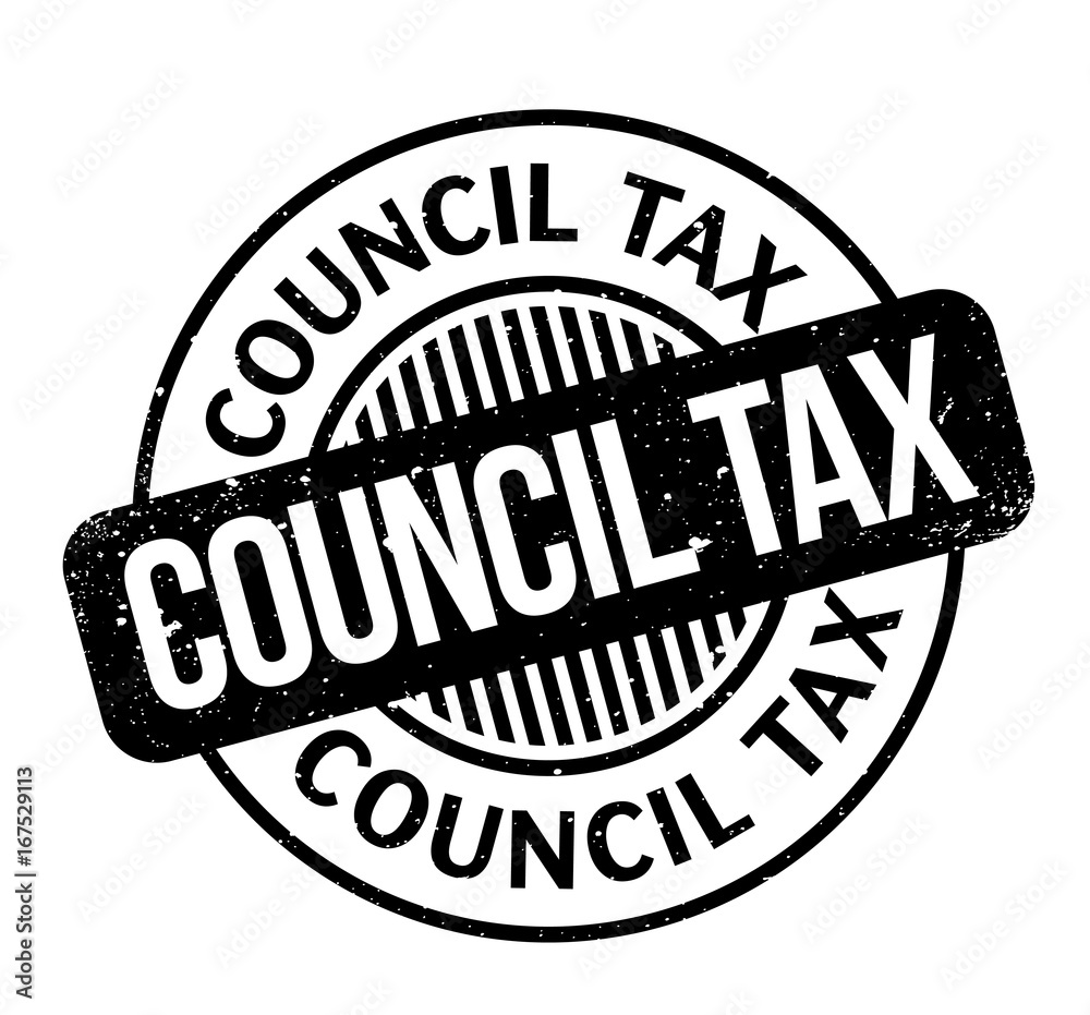 Council Tax rubber stamp. Grunge design with dust scratches. Effects can be easily removed for a clean, crisp look. Color is easily changed.