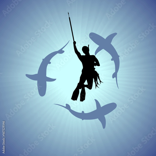 sharks and underwater hunter