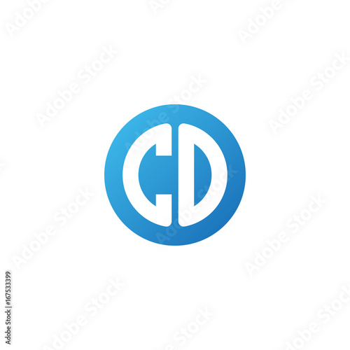 Initial letter CO, rounded letter circle logo, modern gradient blue color 