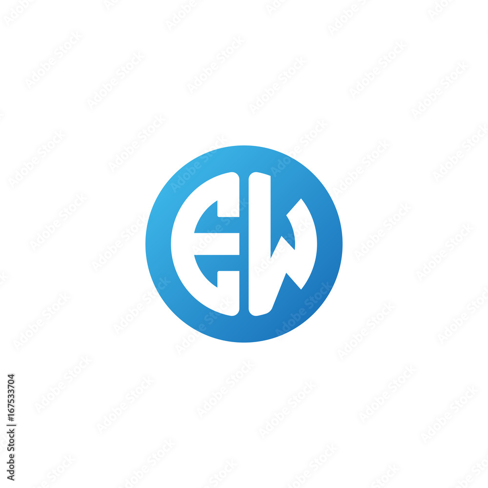 Initial letter EW, rounded letter circle logo, modern gradient blue color
Initial letter EW, rounded letter circle logo, modern gradient blue color