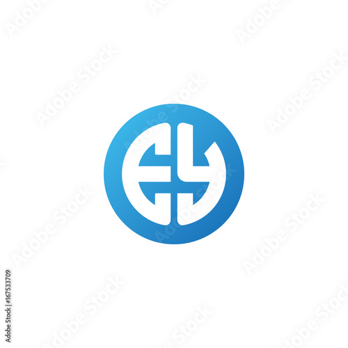 Initial letter EY, rounded letter circle logo, modern gradient blue color 