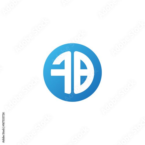 Initial letter FB  rounded letter circle logo  modern gradient blue color      