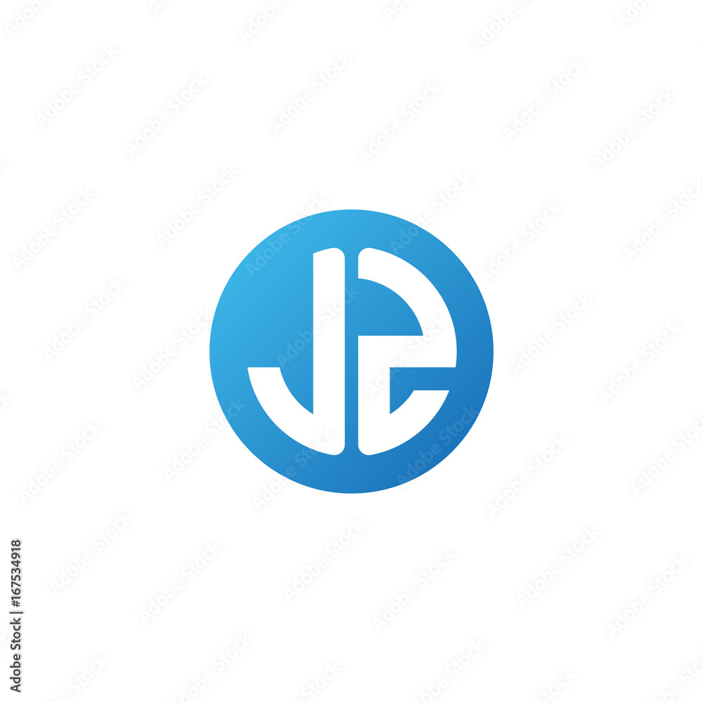 Initial letter JZ, rounded letter circle logo, modern gradient blue color Initial letter JZ, rounded letter circle logo, modern gradient blue color