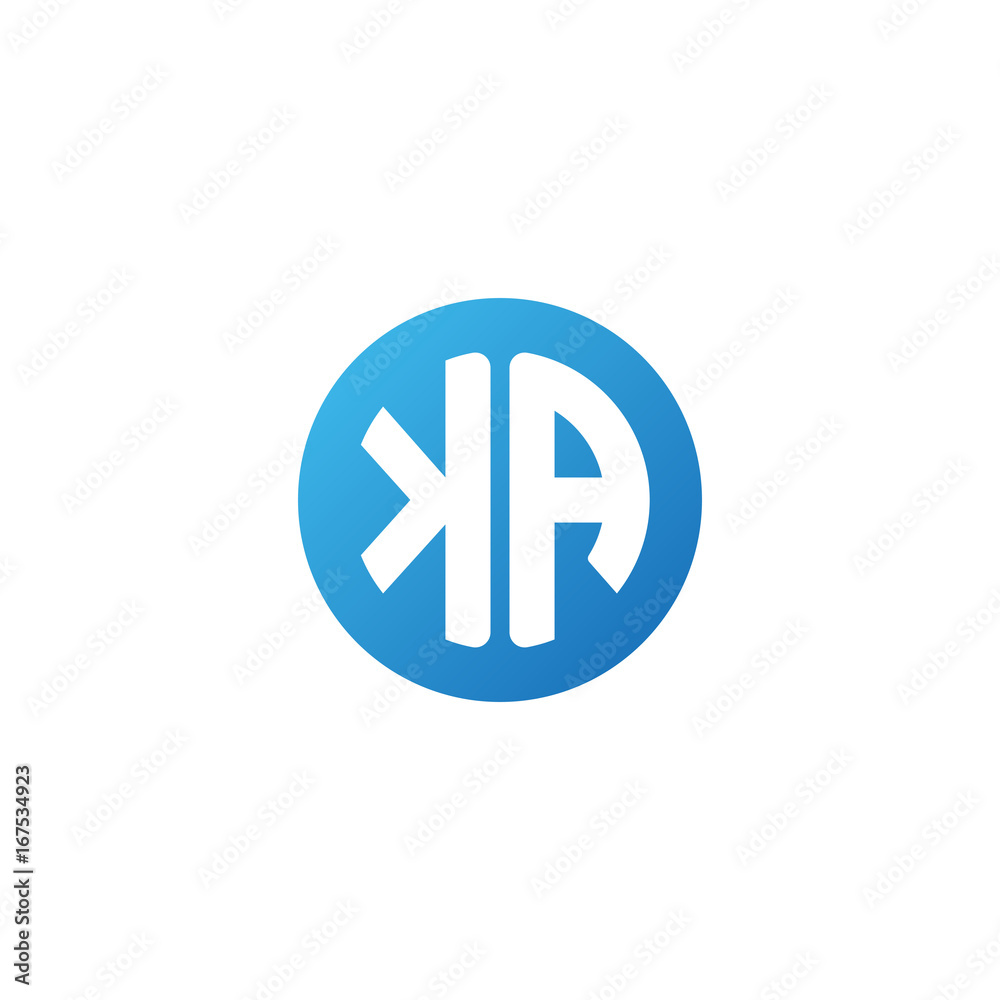 Initial letter KA, rounded letter circle logo, modern gradient blue color Initial letter KA, rounded letter circle logo, modern gradient blue color