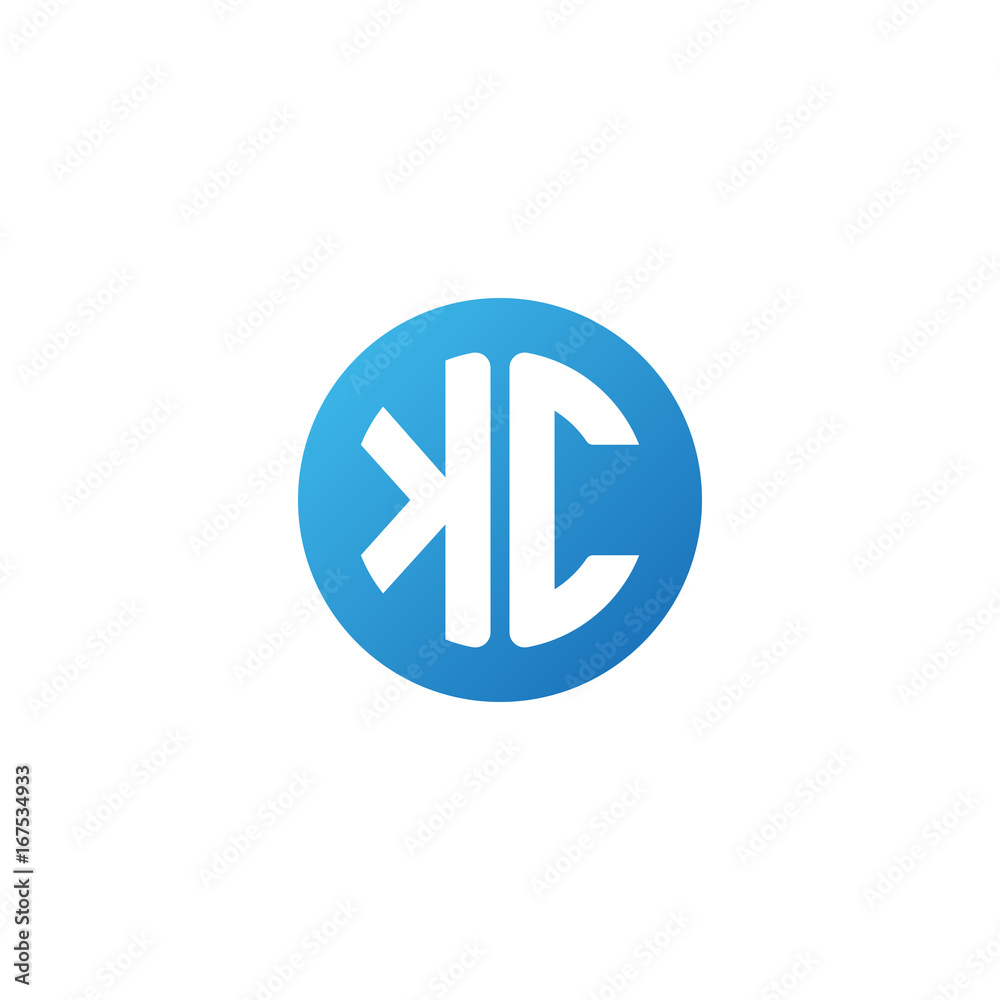 Initial letter KC, rounded letter circle logo, modern gradient blue color Initial letter KC, rounded letter circle logo, modern gradient blue color