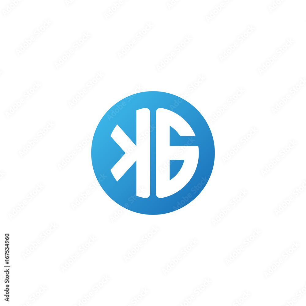 Initial letter KG, rounded letter circle logo, modern gradient blue color Initial letter KG, rounded letter circle logo, modern gradient blue color