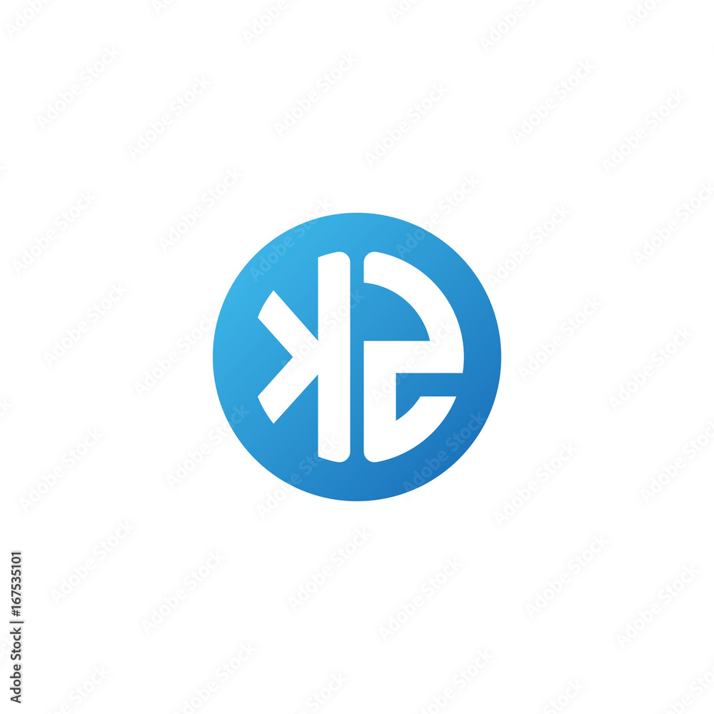 Initial letter KZ, rounded letter circle logo, modern gradient blue color Initial letter KZ, rounded letter circle logo, modern gradient blue color