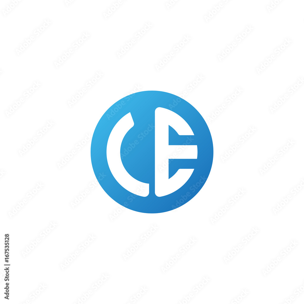 Initial letter LE, rounded letter circle logo, modern gradient blue color Initial letter LE, rounded letter circle logo, modern gradient blue color
