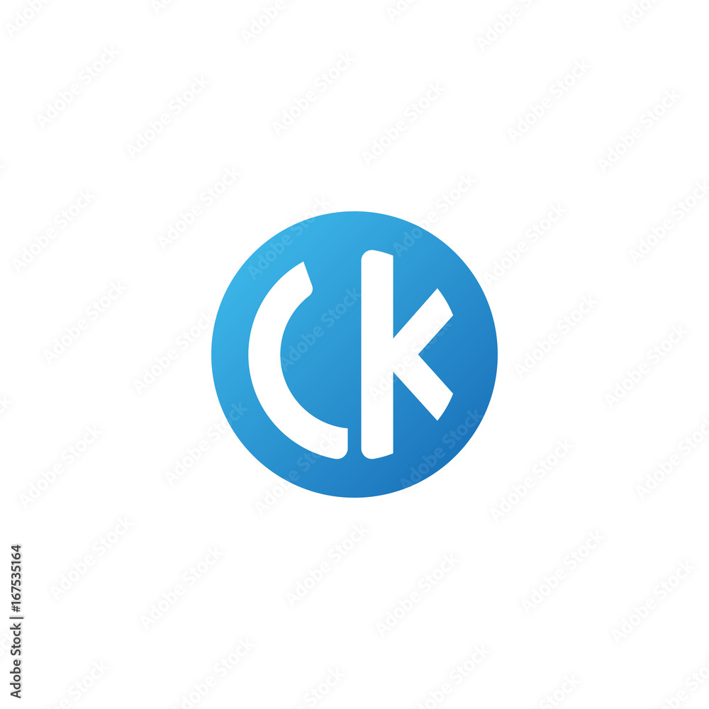 Initial letter LK, rounded letter circle logo, modern gradient blue color Initial letter LK, rounded letter circle logo, modern gradient blue color