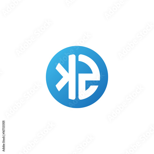 Initial letter KZ, rounded letter circle logo, modern gradient blue color 