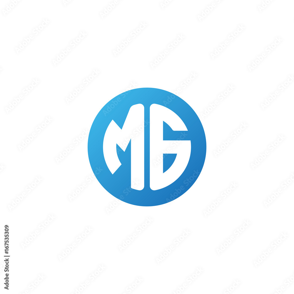 Initial letter MG, rounded letter circle logo, modern gradient blue color Initial letter MG, rounded letter circle logo, modern gradient blue color