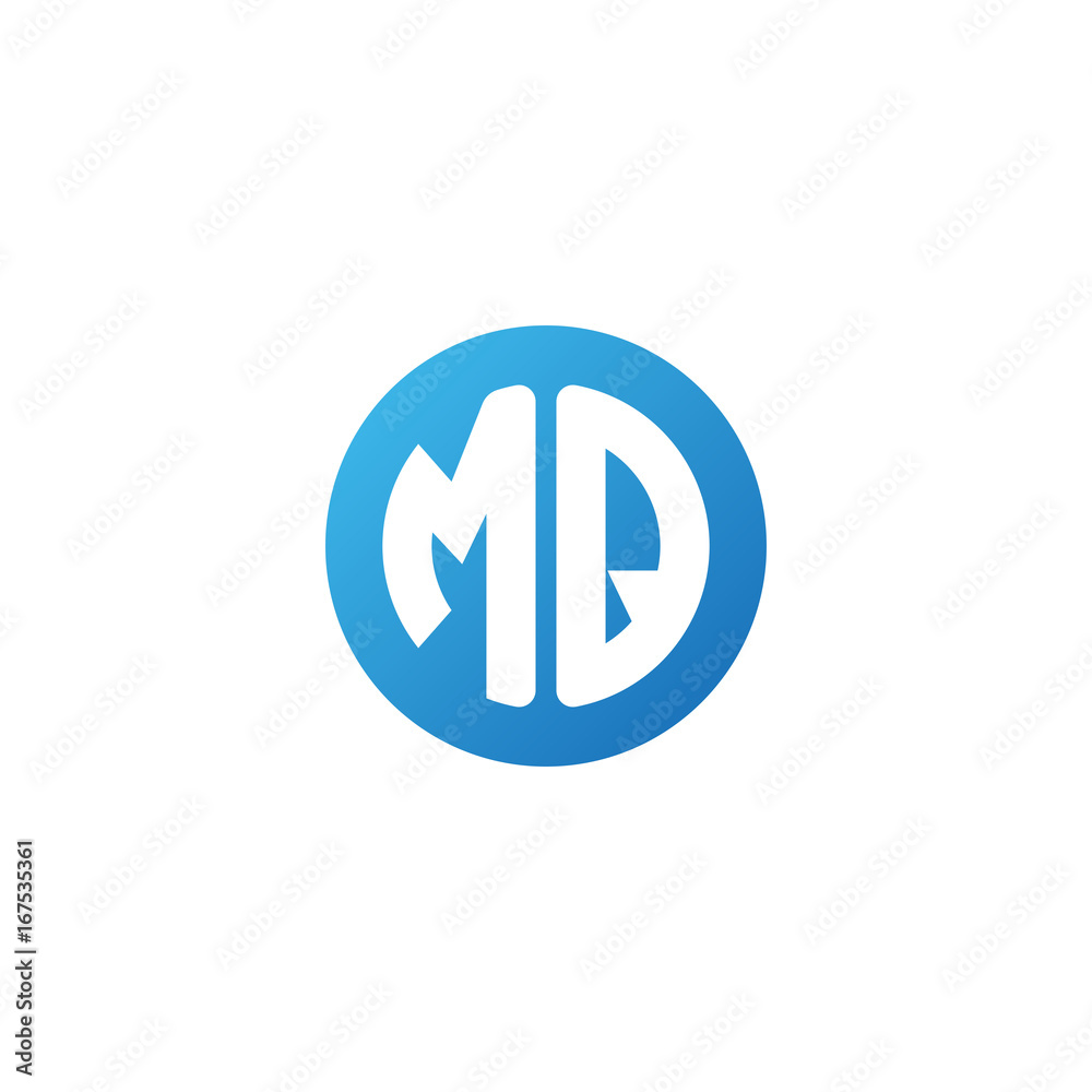 Initial letter MQ, rounded letter circle logo, modern gradient blue color Initial letter MQ, rounded letter circle logo, modern gradient blue color