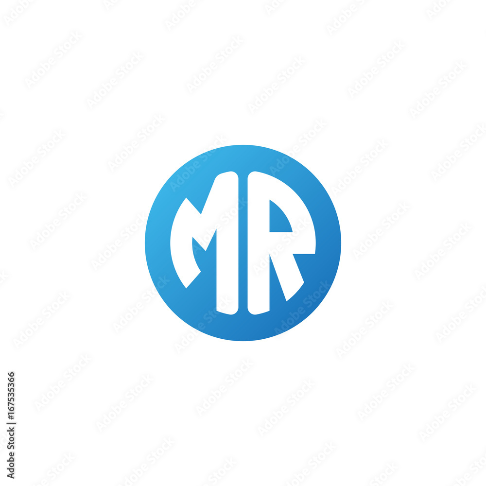 Initial letter MR, rounded letter circle logo, modern gradient blue color Initial letter MR, rounded letter circle logo, modern gradient blue color