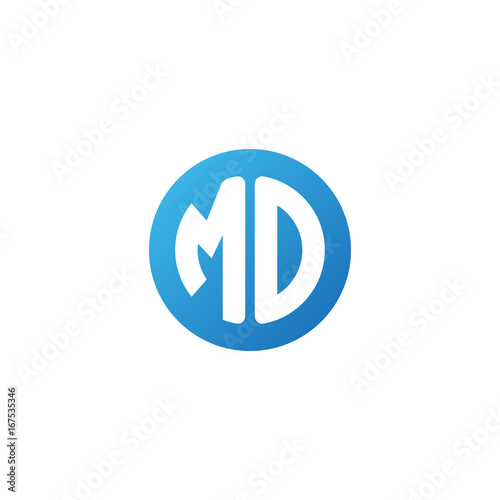 Initial letter MO  rounded letter circle logo  modern gradient blue color 