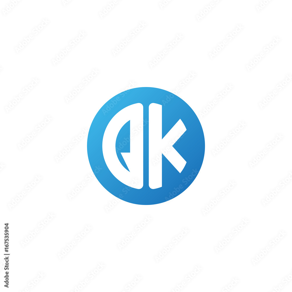Initial letter QK, rounded letter circle logo, modern gradient blue color
Initial letter QK, rounded letter circle logo, modern gradient blue color