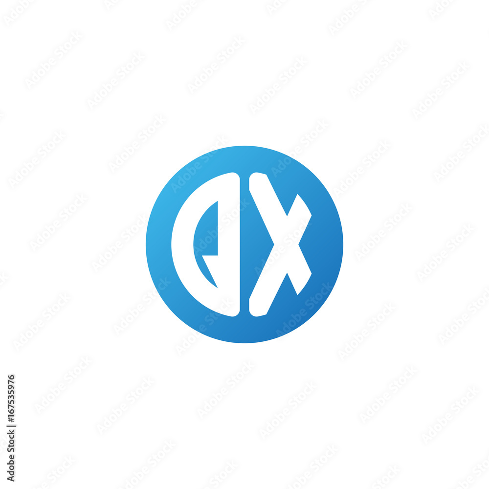 Initial letter QX, rounded letter circle logo, modern gradient blue color
Initial letter QX, rounded letter circle logo, modern gradient blue color