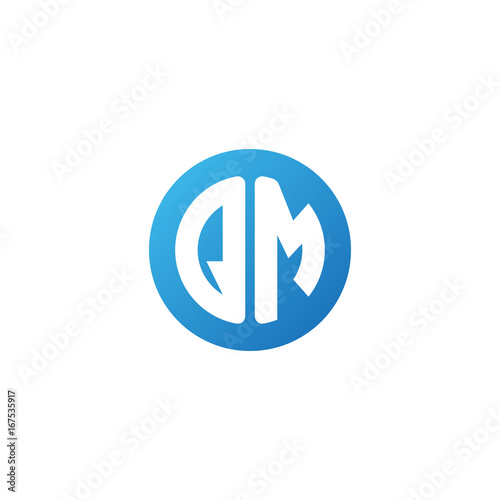 Tableau sur toile Initial letter QM, rounded letter circle logo, modern gradient blue color