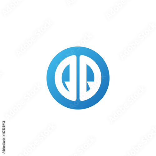 Initial letter QQ  rounded letter circle logo  modern gradient blue color      