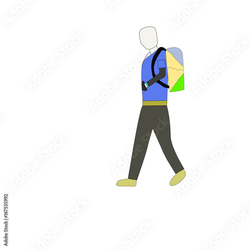 Man Walking using backpacker on white background