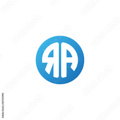 Initial letter RA, rounded letter circle logo, modern gradient blue color 