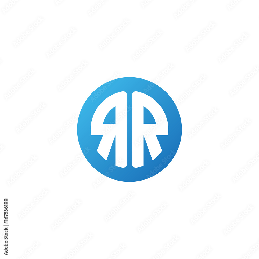 Initial letter RR mirror, rounded letter circle logo, modern gradient blue color
Initial letter RR mirror, rounded letter circle logo, modern gradient blue color